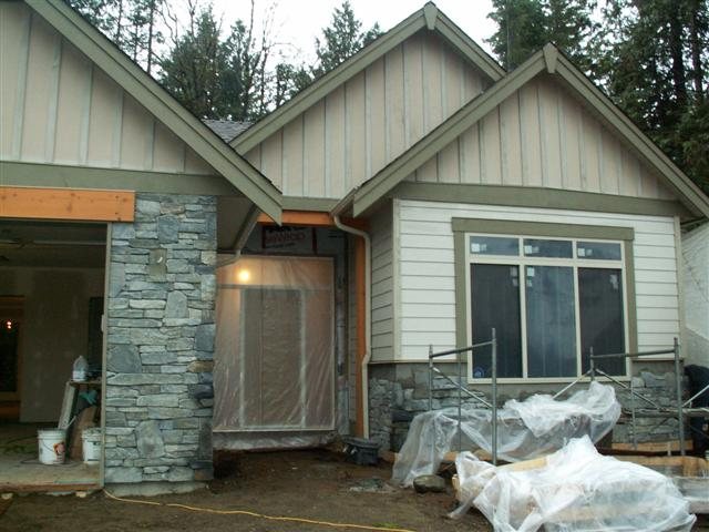 View of rock work in front of house